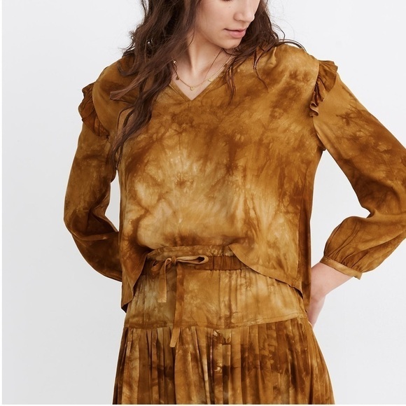 Madewell Tie-Dye Ruffle Shoulder Blouse - Picture 1 of 11